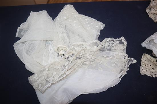 A collection of 19th century laces, tape lace, Irish crochet, Honiton, etc.